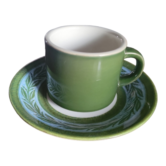 1 Vtg 1960s Royal Ironstone Carprice Pattern Cup/Saucer Blue Green Vine - Picture 1 of 4